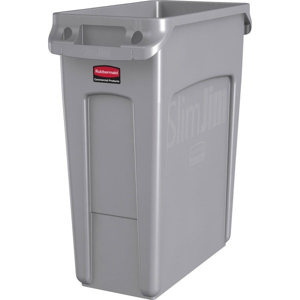 Rubbermaid Commercial 16 gal Rectangular Slim Jim Vented Container, Gray, Plastic RCP1971258CT